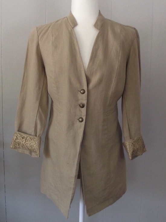 Chico's Jackets & Blazers - Chico's Beige Longline Blazer with Lace Cuffs